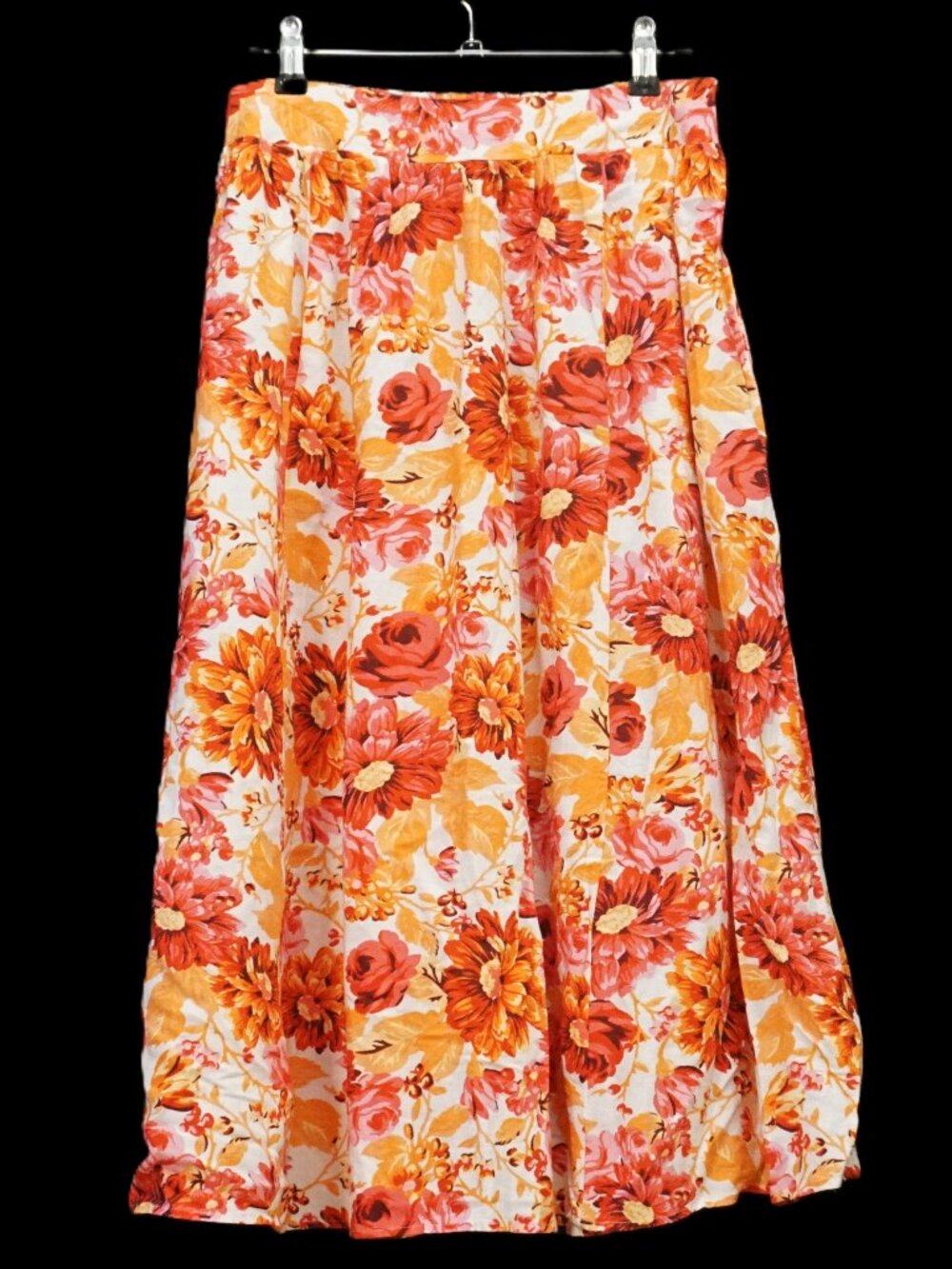Japna Midi Red Pink Orange Floral Skirt Women’s Medium